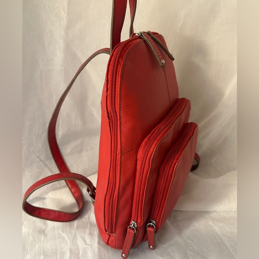 Red Leather Backpack - Tignanello - image 3